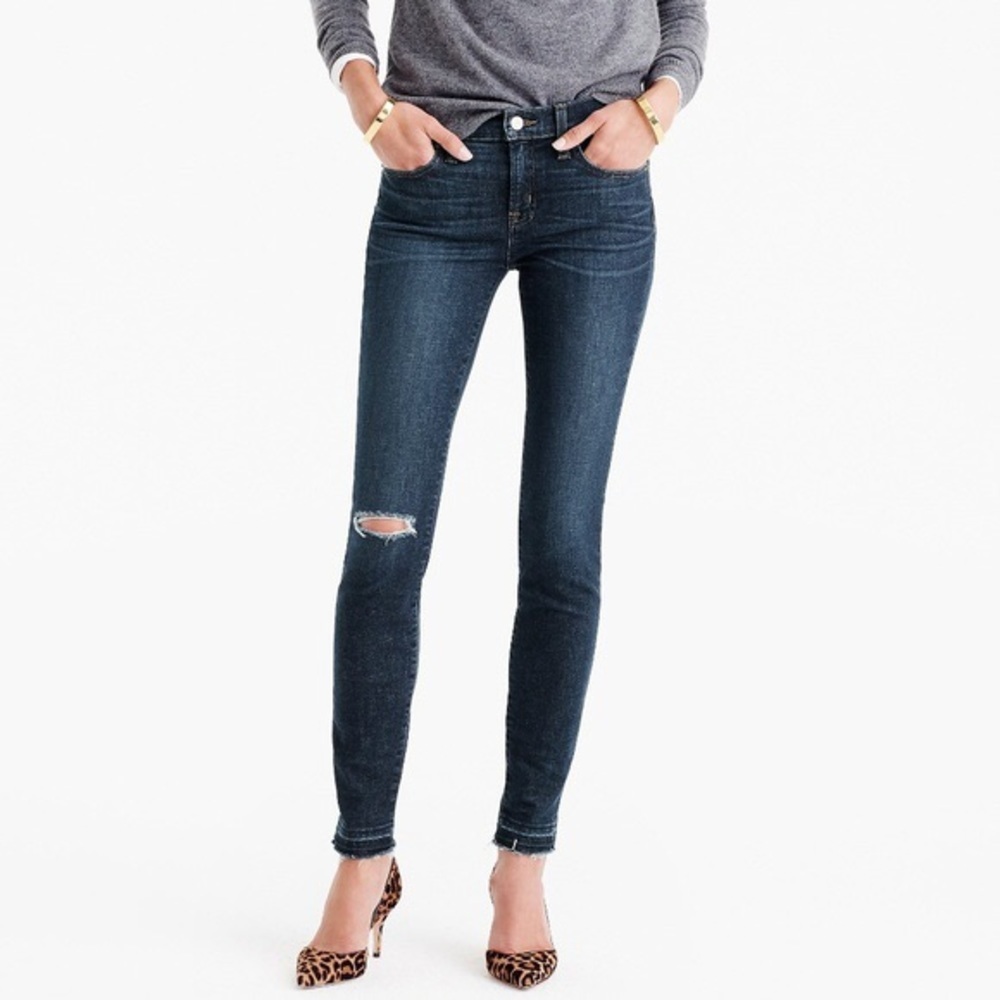 J. Crew toothpick raw hem distressed skinn…